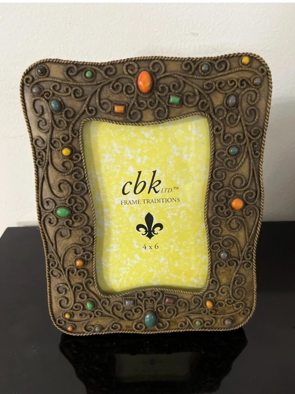 Vintage 3D Beaded Multi-Color Ornate Resin 4x6 Picture Frame